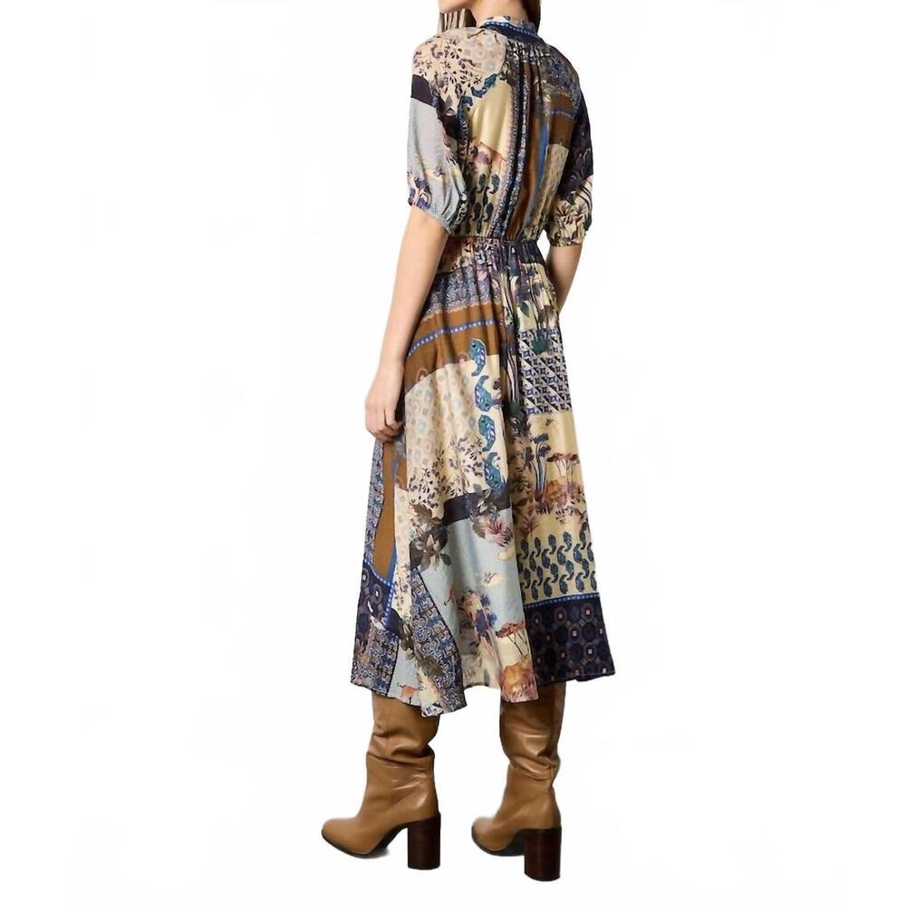 NEW APRICOT patchwork art midi shirt dress in navy - Picture 3 of 6